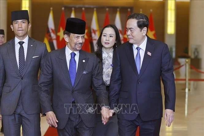 Le président de l'Assemblée nationale Trân Thanh Mân (droite) et le sultan de Brunei. Photo : VNA.