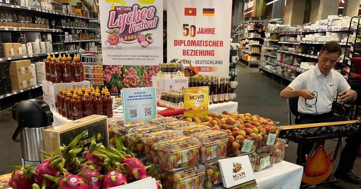 Le 17 juin 2025, le Bureau commercial du Vietnam en Allemagne, en collaboration avec le groupe de distribution Selgros et la province de Bac Giang, organise la "Journée des produits vietnamiens" à Berlin. Photo : moit.gov.vn