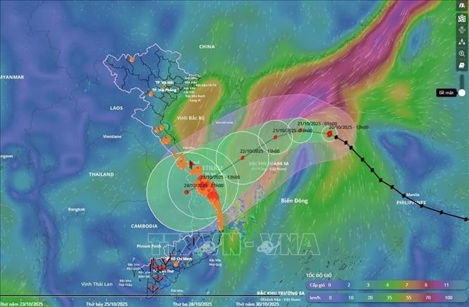 Dans les 24 heures à venir, le typhon devrait se déplacer vers le nord-ouest, se renforçant jusqu’à la force 11, rafales de 13. Photo : VNA.