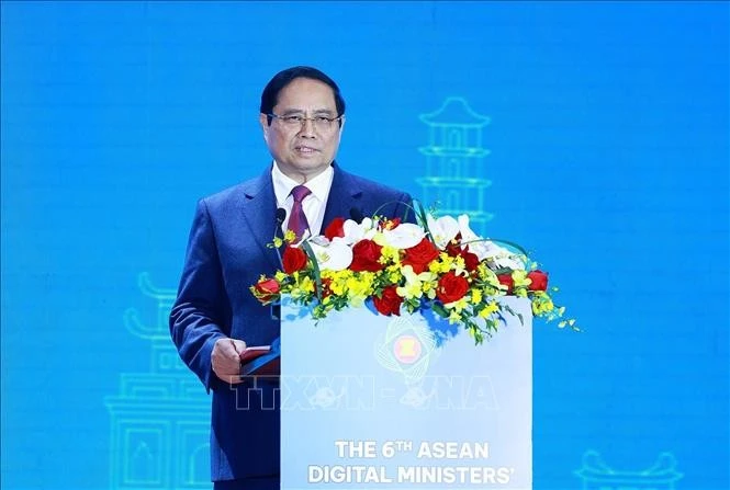 Le Premier ministre Phạm Minh Chinh à la 6ᵉ réunion des ministres du Numérique de l’ASEAN (ADGMIN) à Hanoï. Photo: VNA 