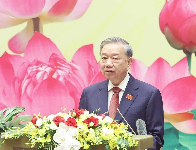 Le secrétaire général du Parti, Tô Lâm s'adresse au premier Congrès du Comité du Parti de l’Assemblée nationale, à Hanoi, le 25 septembre. Photo : VNA.