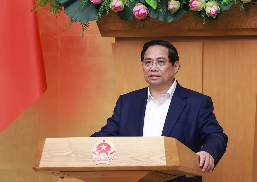 Le Premier ministre Pham Minh Chinh prononce un discours lors de la session du 4 septembre. Photo : VNA