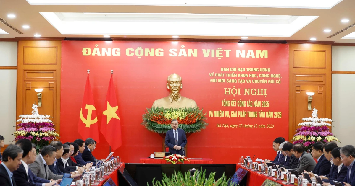 Vue d'ensemble de la conférence du Comité central de pilotage pour le développement de la science, de la technologie, de l’innovation et de la transformation numérique. Photo : VNA. 