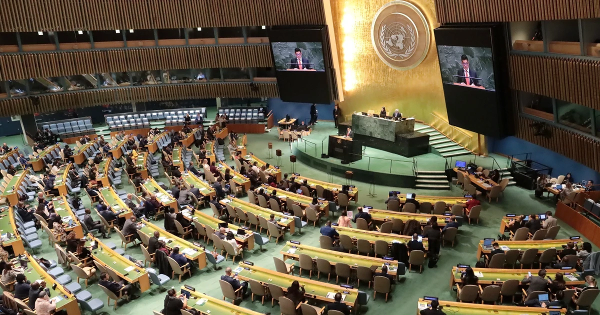 Vue de la session plénière visant à élire les membres du Conseil des droits de l'homme des Nations Unies pour le mandat 2026-2028. Photo : VNA. 