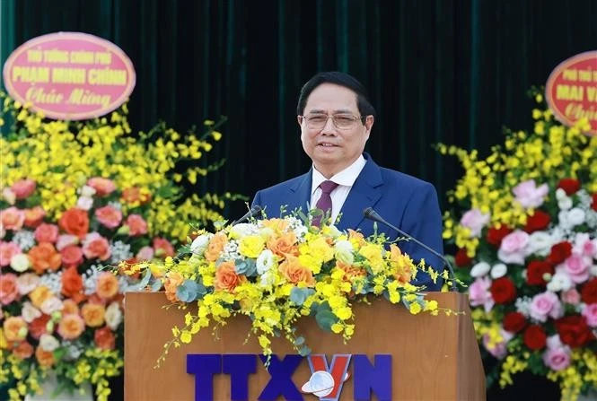 Le Premier ministre Pham Minh Chinh s’est exprimé lors du 27e Congrès de l’organisation du Parti VNA, le 17 juillet. Photo : VNA. 