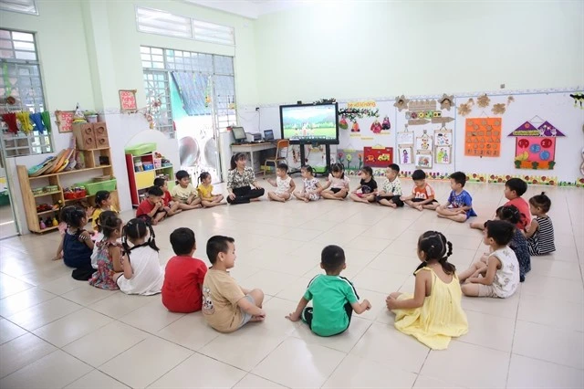 Une classe de maternelle dans la province de Tay Ninh. Photo : VNA.