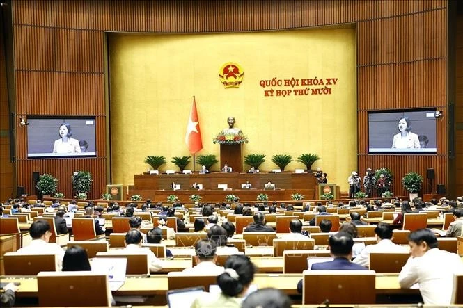 Lors de la 10e session de la XVe Assemblée nationale. Photo : VNA.