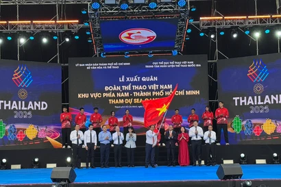 Cérémonie de départ de la délégation sportive du Sud du Vietnam pour les SEA Games 33. Photo: VNA