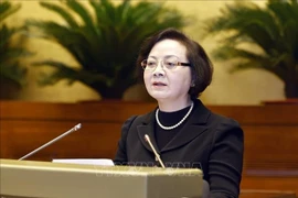 La ministre de l'Intérieur Pham Thi Thanh Trà devant l'Assemblée nationale. Photo: VNA