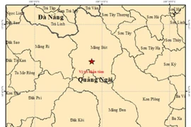 Le séisme de magnitude 4,0 qui s'est produit le matin du 21 février a été localisé dans la commune de Mang Den, province de Quang Ngai. Photo diffusée par VietnamPlus