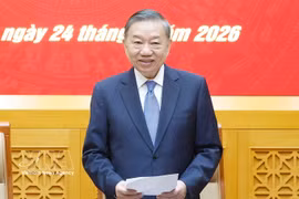 Le secrétaire général du Parti et président de la République Tô Lâm s'exprime lors de la deuxième conférence de la Commission militaire centrale du mandat 2025-2030. Photo: VNA