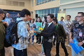 Des touristes arrivent à Bali, en Indonésie, par un vol direct en provenance de Hô Chi Minh-Ville. Photo : VNA