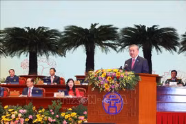 Le secrétaire général du Parti, Tô Lâm, s’exprime lors du 18e Congrès du Comité du Parti de Hanoi, le 16 octobre. Photo : VNA