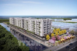 Un projet de logement social mis en chantier le 28 avril 2025 dans la ville de Vinh Long. Photo : VNA