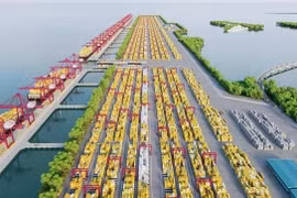 Image d’artiste du port de transbordement international de Cân Gio. Photo: SGGP