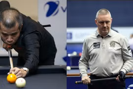 Le joueur de billard vietnamien Trân Quyêt Chiên (à gauche) remporte la finale du Master UMB 3 bandes de Blois 2025 sur le score de 50 à 15 face au Belge Frédéric Caudron. Photo : thethaovanhoa.vn