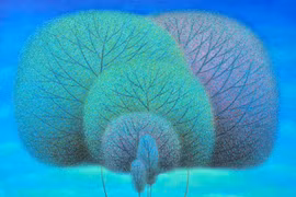 Œuvre "Mua xuân dên" (L’arrivée du printemps), de Vu Công Diên, huile sur toile, 100x120cm. Photos : NDEL