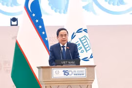 Le président de l’Assemblée nationale du Vietnam, Trân Thanh Mân, s’exprime lors d’un débat de haut niveau du débat général de la 150e Assemblée de l’Union interparlementaire (UIP-150) à Tachkent, en Ouzbékistan, le 6 avril au matin. Photo : VNA