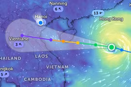 Le typhon Kajiki devrait toucher terre sur le Centre-Nord le 25 août. Photo : Zoom Earth