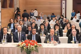 Une vue de la conférence de presse internationale à Hanoi le 17 juin. Photo: VNA