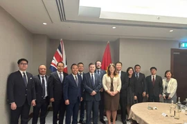 Le vice-ministre Nguyên Hoàng Long, le ministre d’État Douglas Alexander et des représentants des ministères et des ambassades des deux pays posent pour une photo de groupe lors de la 14e réunion du JETCO. Photo : VNA
