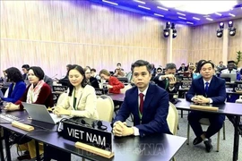 La délégation vietnamienne participant à la 43e session de la Conférence générale de l’UNESCO, à Samarcande, en République d’Ouzbékistan. Photo : VNA