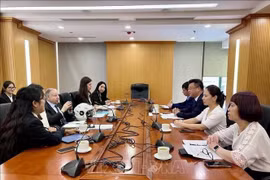 Séance de travail entre l’envoyé spécial du secrétaire général des Nations Unies pour la sécurité routière, Jean Todt, avec le Comité national de la sécurité routière et les agences concernées, à Hanoi, le 25 avril. Photo: VNA