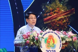 Le président de la République, Luong Cuong s’exprime lors de la cérémonie. Photo : VNA