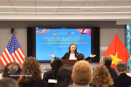 La professeure Nguyên Thi Liên Hang, directrice de l’Institut d'Asie orientale Weatherhead de l’Université Columbia s’exprime lors de l’événement. Photo : VNA