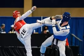 Un athlète vietnamien de taekwondo en lice à l’US Open de taekwondo 2026. Photo : USOPEN