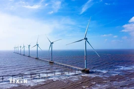 Éoliennes de la centrale éolienne offshore de Dông Hải, dans la province de Trà Vinh (Sud). Photo: VNA