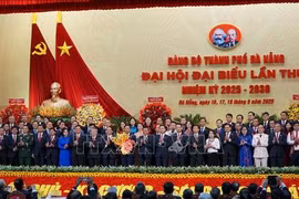 Le Comité du Parti de la ville de Dà Nang pour le mandat 2025-2030 fait ses débuts lors du premier Congrès du Parti de la ville. Photo : VNA