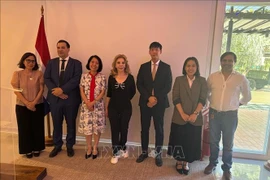 L’ambassadrice Ngô Minh Nguyêt, le ministre Javier Viveros, la consule honoraire du Vietnam au Paraguay, María Del Carmen Pérez posent pour une photo souvenir. Photo : VNA