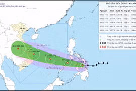 Trajectoire du typhon Kalmaegi, mise à jour à 2h00 le 4 novembre. Photo : NCHMF