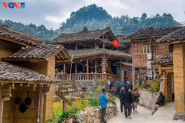 Perché dans la commune de Dông Van (province de Tuyên Quang), le village Lô Lô Chai séduit par la beauté majestueuse de ses montagnes et la richesse culturelle de l’ethnie Lô Lô. Photo: VOV