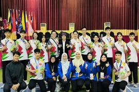 L'équipe vietnamienne de pencak silat. Le Vietnam s’illustre en athlétisme et en pencak silat aux Jeux scolaires de l'ASEAN 2025 à Brunei. Photo : bvhttdl.gov.vn