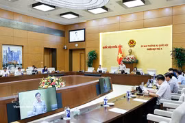 Le vice-président de l’Assemblée nationale, Nguyên Khac Dinh, s’exprime sur le sur le projet de code de procédure pénale (amendé), devant le Comité permanent de l’Assemblée nationale. Photo : VNA 