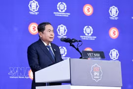 Le président de l’Assemblée nationale du Vietnam, Trân Thanh Mân, s'exprime lors du débat général de la 152e Assemblée de l’Union interparlementaire (UIP-152), à Istanbul, le 16 avril. Photo: VNA
