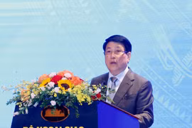 Le président Luong Cuong s’exprime lors du séminaire international, à Hanoi, le 23 avril. Photo : VNA