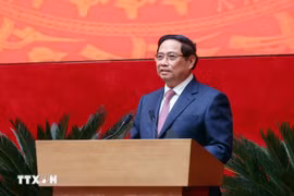 Le Premier ministre Pham Minh Chinh s’exprime lors de la 81e Conférence nationale sur la sécurité publique. Photo : VNA