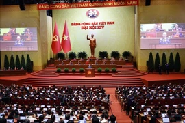 Vue panoramique de la séance d’ouverture du 14e Congrès national du Parti communiste du Vietnam. Photo : VNA