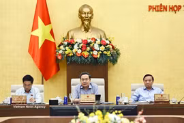 Le président de l’Assemblée nationale, Trân Thanh Mân, s’exprime lors de la 4e session du Comité permanent de l’Assemblée nationale. Photo : VNA