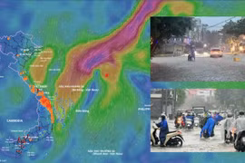De fortes pluies se sont abattues sur une vaste zone allant de Hà Tinh à Quang Ngai du 22 au 23 octobre en raison de la circulation de la dépression tropicale. Photo: Système de surveillance des catastrophes au Vietnam