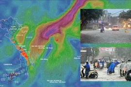 De fortes pluies se sont abattues sur une vaste zone allant de Hà Tinh à Quang Ngai du 22 au 23 octobre en raison de la circulation de la dépression tropicale. Photo: Système de surveillance des catastrophes au Vietnam