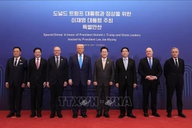 Les président sud-coréen Lee Jae Myung (5e à partir de la gauche) et les dirigeants de l’APEC posent pour une photo de groupe. Photo : VNA