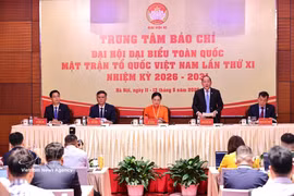 Vue de la conférence de presse annonçant les résultats du 11e Congrès national du Front de la Patrie du Vietnam (FPV). Photo : VNA