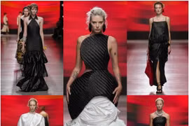 Le créateur Phan Dang Hoàng présente sa nouvelle collection "Lacquer" à la Fashion Week de Milan printemps-été 2026. Photo : tienphong.vn