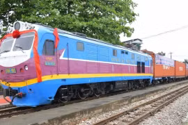 Un train de marchandises Vietnam – Chine. Photo : VNA
