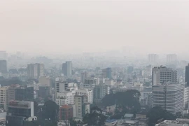 Les immeubles de grande hauteur de Hô Chi Minh-Ville sont enveloppés d'une brume dense alors que les niveaux de poussière fine dépassent à plusieurs reprises les seuils tolérés. Photo: VNA