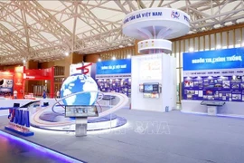 L'espace d'exposition sur le parcours de 80 ans de l'agence vietnamienne d’information (VNA) au Centre des expositions du Vietnam, dans la commune de Dông Anh, à Hanoi. Photo: VNA